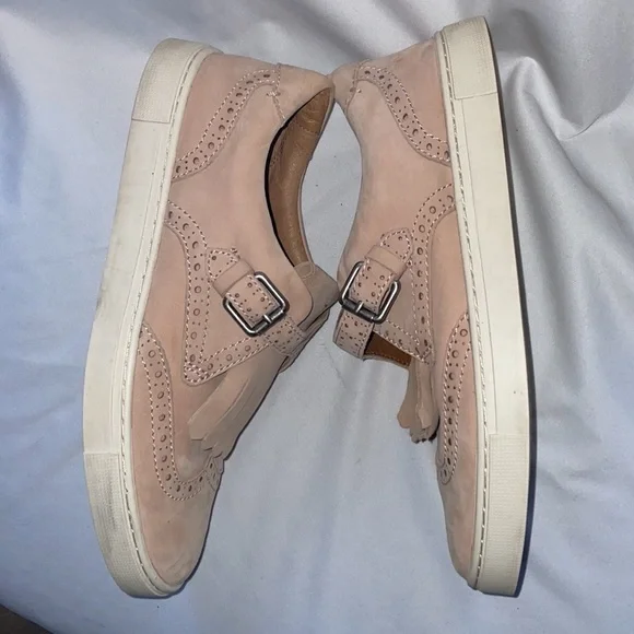 Frye Gemma Kiltie Brogue Monk Strap Sneakers Blush Pink size 7.5